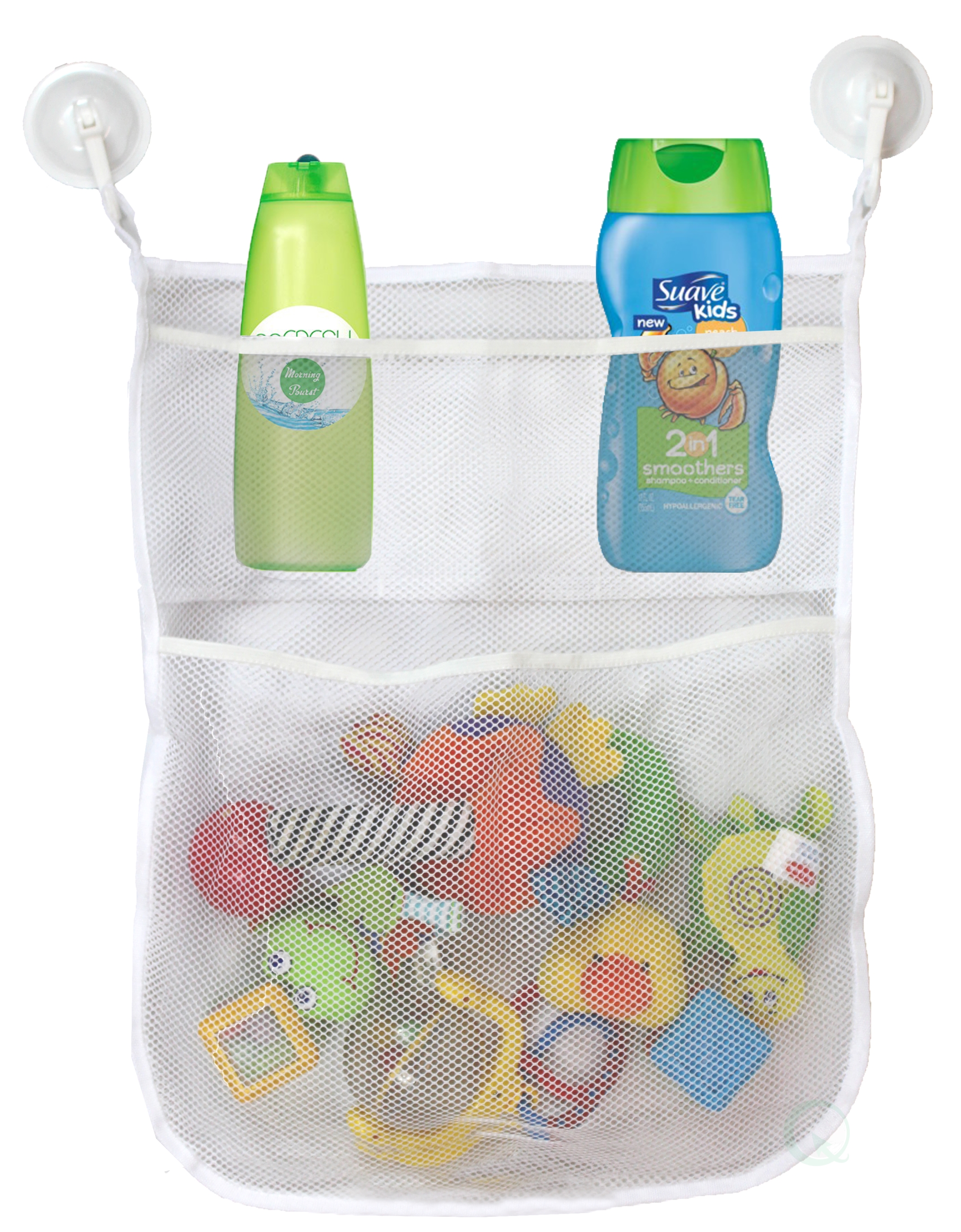 4-Section Bath Toy Organizer With 2 Hook Suction Cups